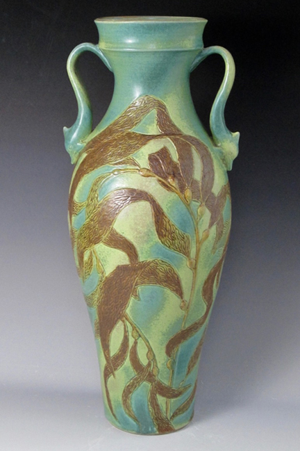Kelp Vase with Dolphin Handles