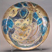 Turquoise White Cat Plate with Leaves