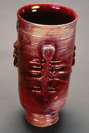 Copper Red Lustre Cylinder Vase