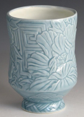 Lauren Hanson - Peonies and Japanese Pattern Tea Bowl