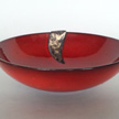 Deep Red Bowl with Gold Overlay