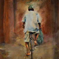 Duane Eells - Man on Bicycle