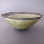 Yellow Green Vessel with Metallic Detail