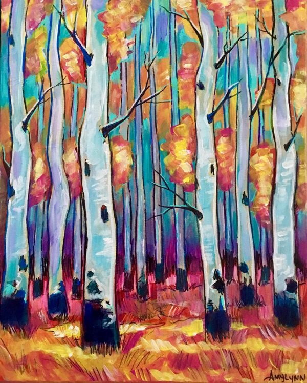 Fall Among the Birches Painting by Amy Lynn Stevenson