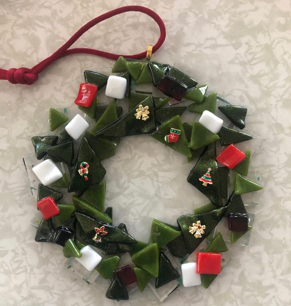 Fused Glass Wreath by Yvette Franklin