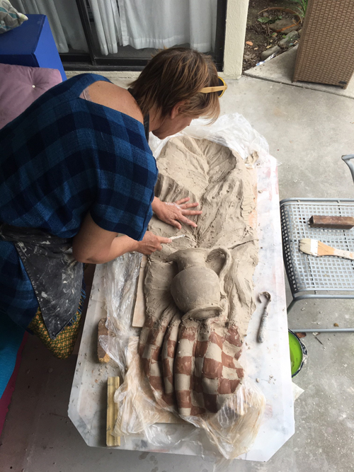 Allison Newsome Working in Beatrice Wood's Studio